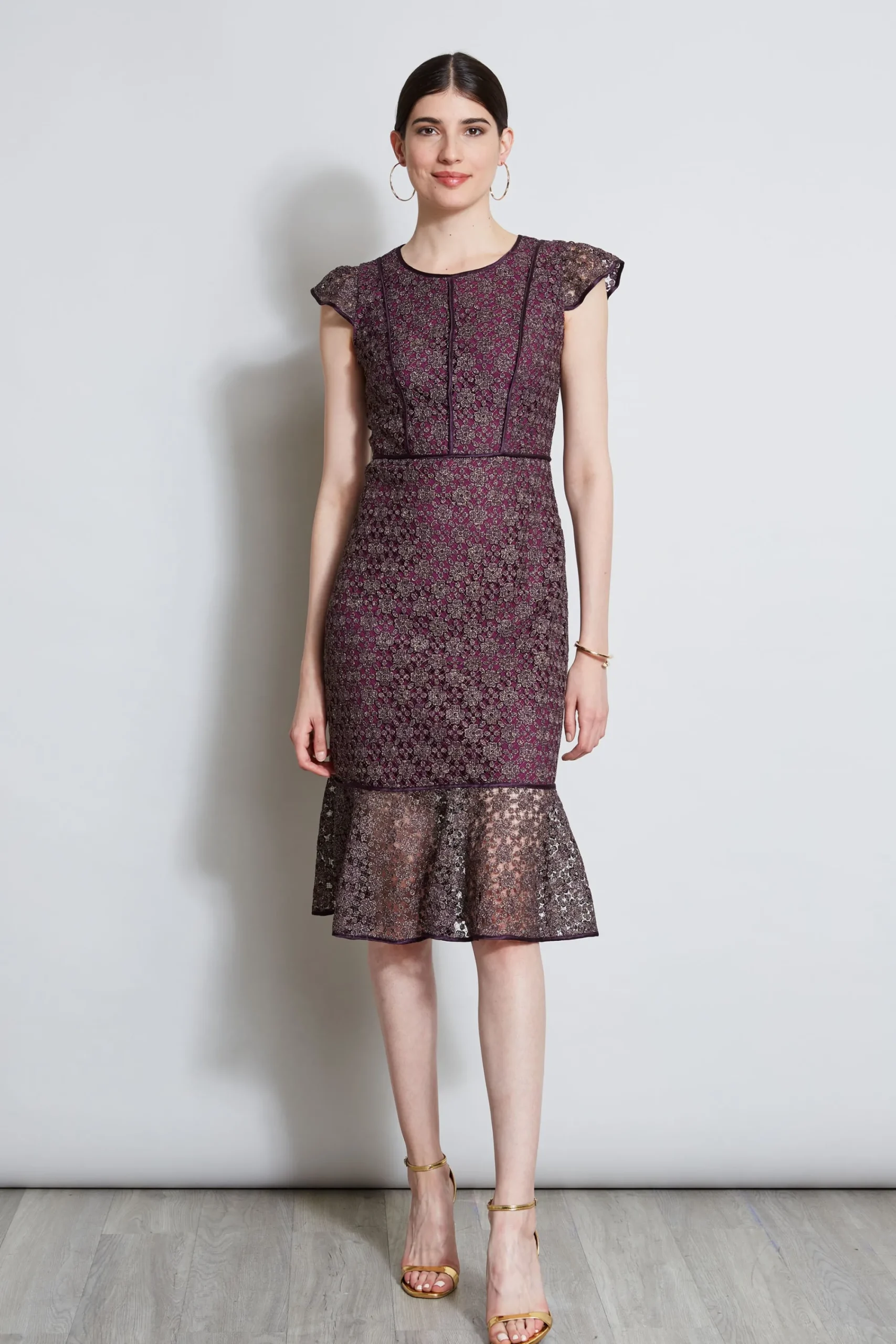 lace_flutter_sleeve_dress_0-2.webp Elie Tahari Dresses & Jumpsuits | Midi Dresses-Lace Flutter Sleeve Dress