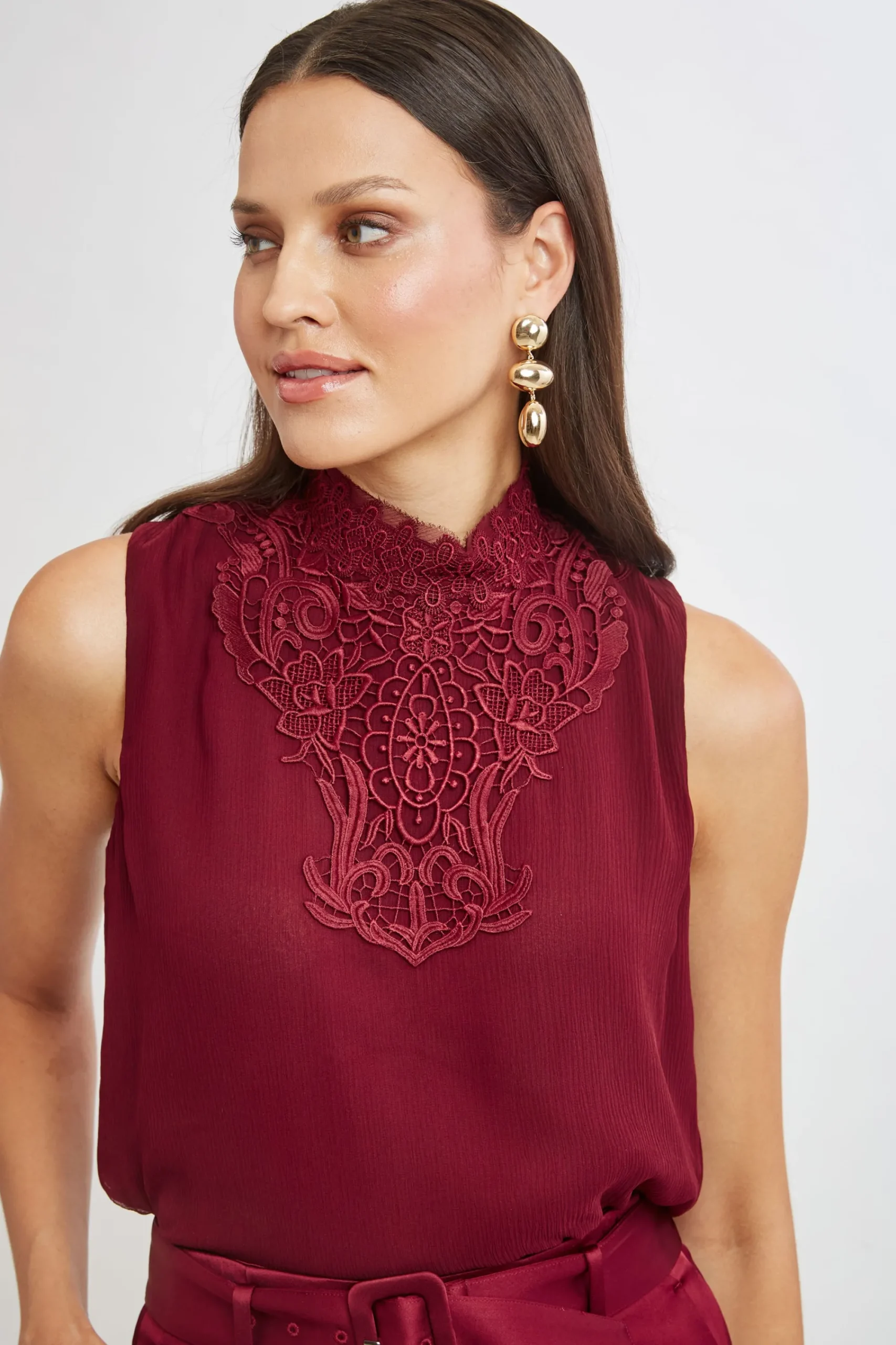 lace_insert_crinkle_silk__3.webp Elie Tahari Tops & Sweaters-Lace Insert Crinkle Silk Chiffon Shirt