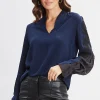 Elie Tahari Tops & Sweaters-Lace Sleeve Silk Shirt