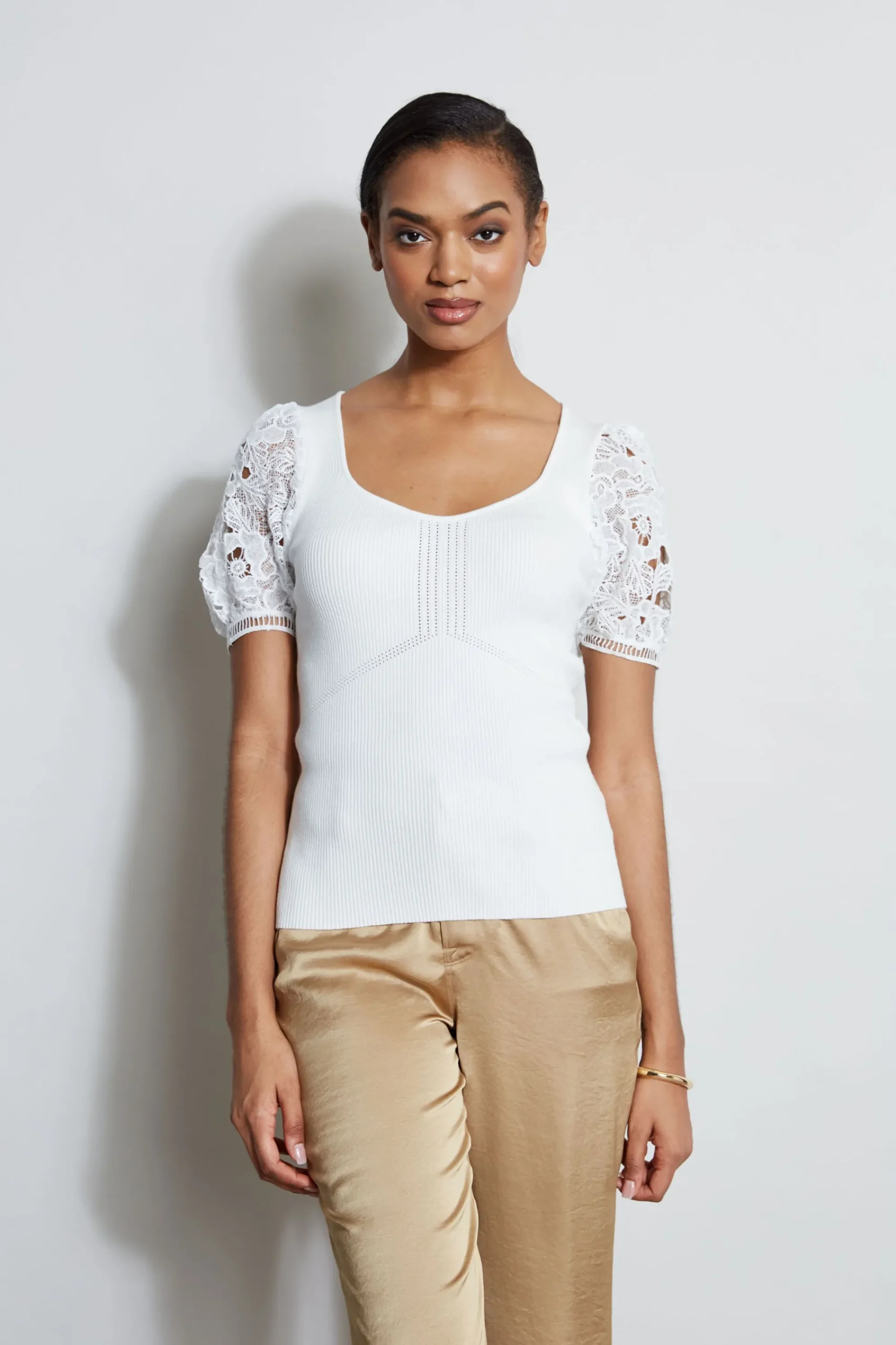 lace_sleeve_sweater_0.webp Elie Tahari Tops & Sweaters-Lace Sleeve Sweater