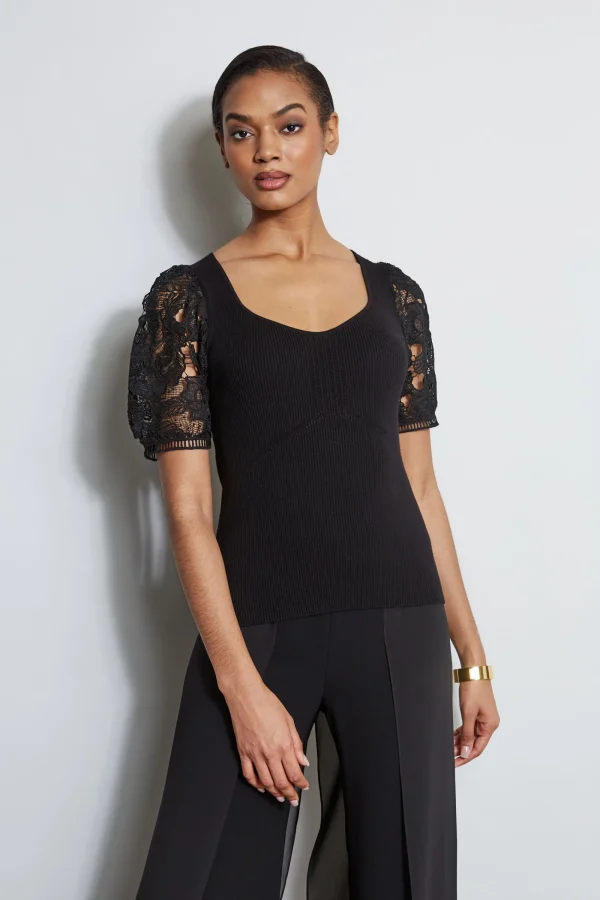 Elie Tahari Tops & Sweaters-Lace Sleeve Sweater