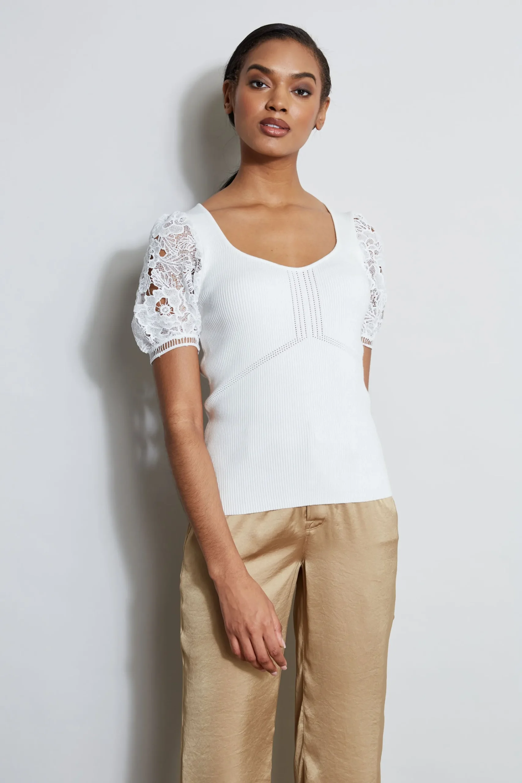 lace_sleeve_sweater_2.webp Elie Tahari Tops & Sweaters-Lace Sleeve Sweater