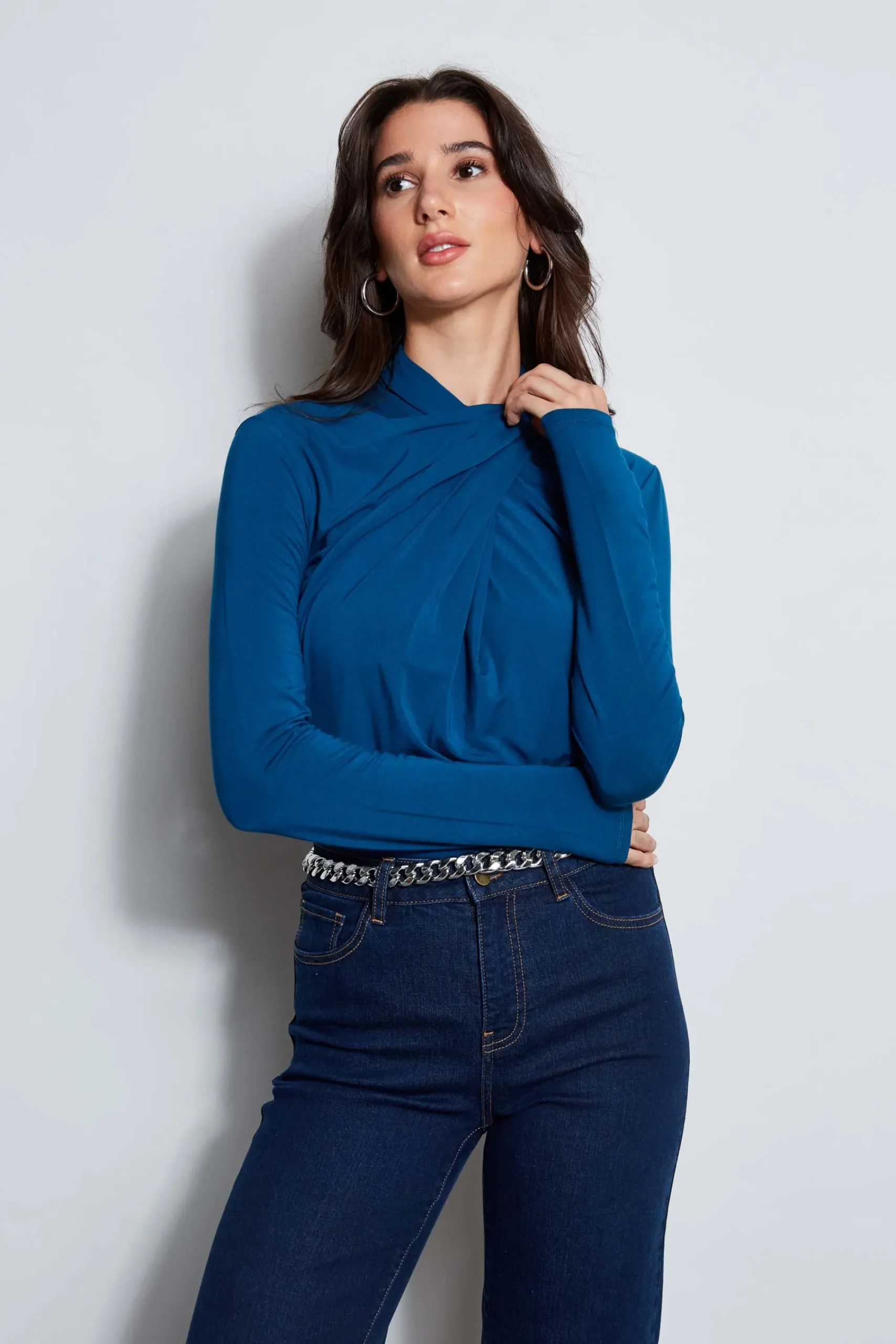 long_sleeve_twist_neck_kn_0-3.webp Elie Tahari Tops & Sweaters-Long Sleeve Twist Neck Knit