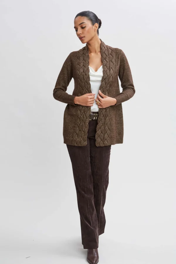 Elie Tahari Tops & Sweaters-Metallic Cable Cardigan