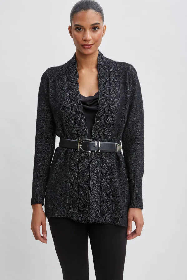 Elie Tahari Tops & Sweaters-Metallic Cable Cardigan