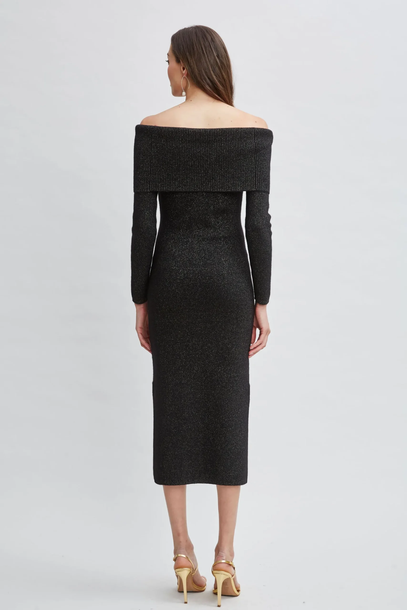 metallic_cashmere_off_sho_4.webp Elie Tahari Dresses & Jumpsuits-Metallic Cashmere Off Shoulder Dress