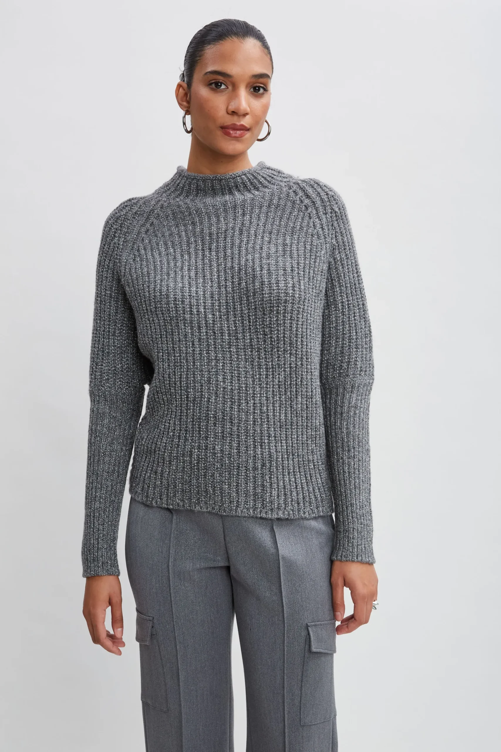 metallic_mock_neck_sweate_0.webp Elie Tahari Tops & Sweaters-Metallic Mock Neck Sweater