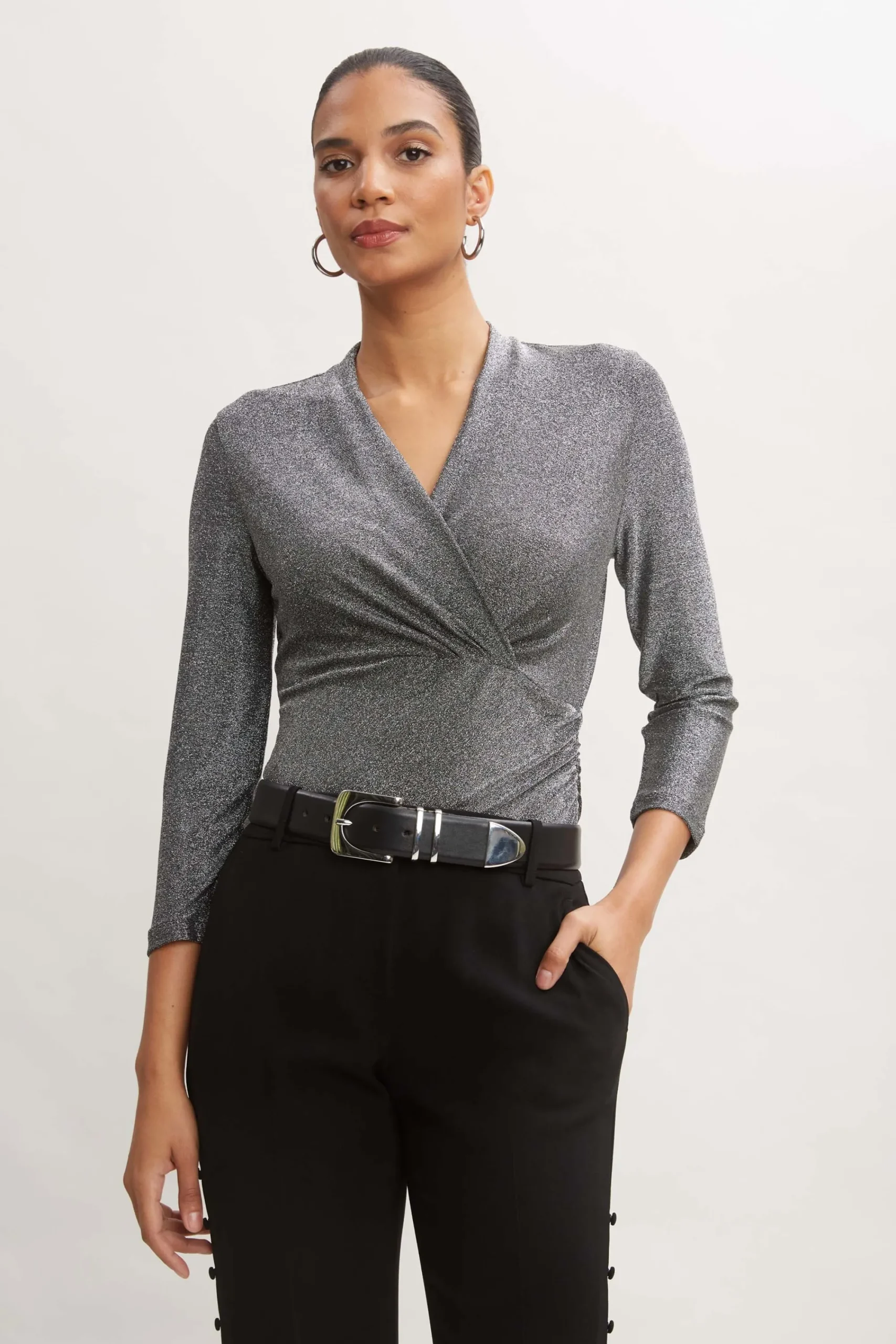 metallic_ruched_knit_0-1.webp Elie Tahari Tops & Sweaters-Metallic Ruched Knit