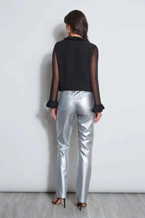 Elie Tahari Bottoms-Metallic Stretch Twill Jeans