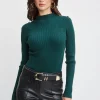 Elie Tahari Tops & Sweaters-Mock Neck Button Sweater
