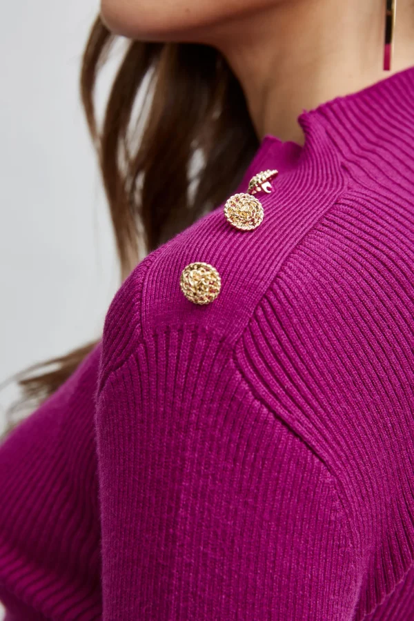 Elie Tahari Tops & Sweaters-Mock Neck Button Sweater