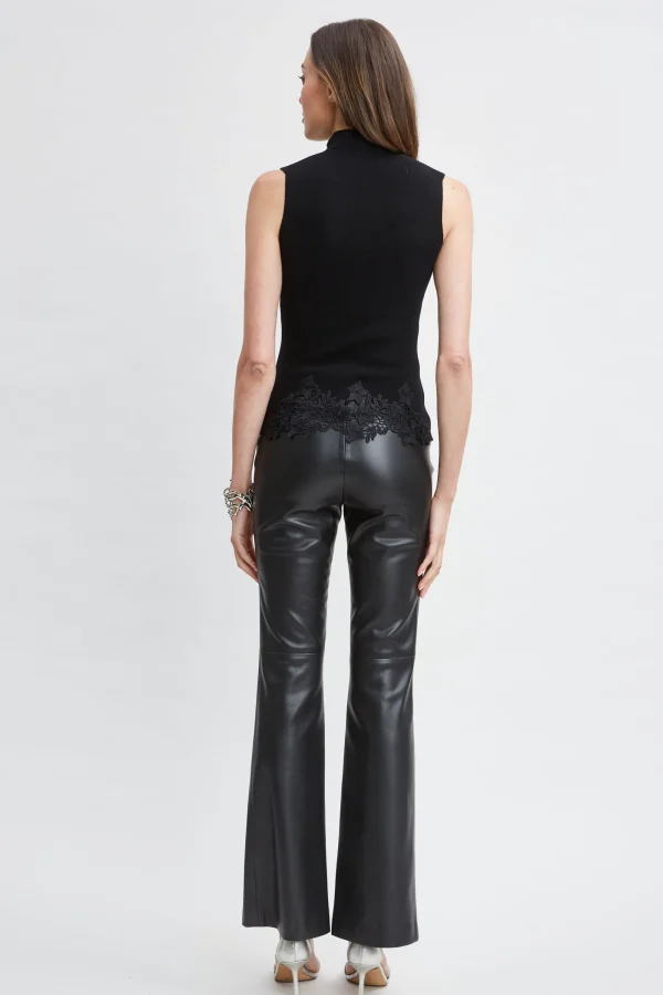 Elie Tahari Tops & Sweaters-Mock Neck Lace Hem Sleeveless Sweater