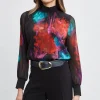 Elie Tahari Tops & Sweaters-Mock Neck Studio Floral Shirt