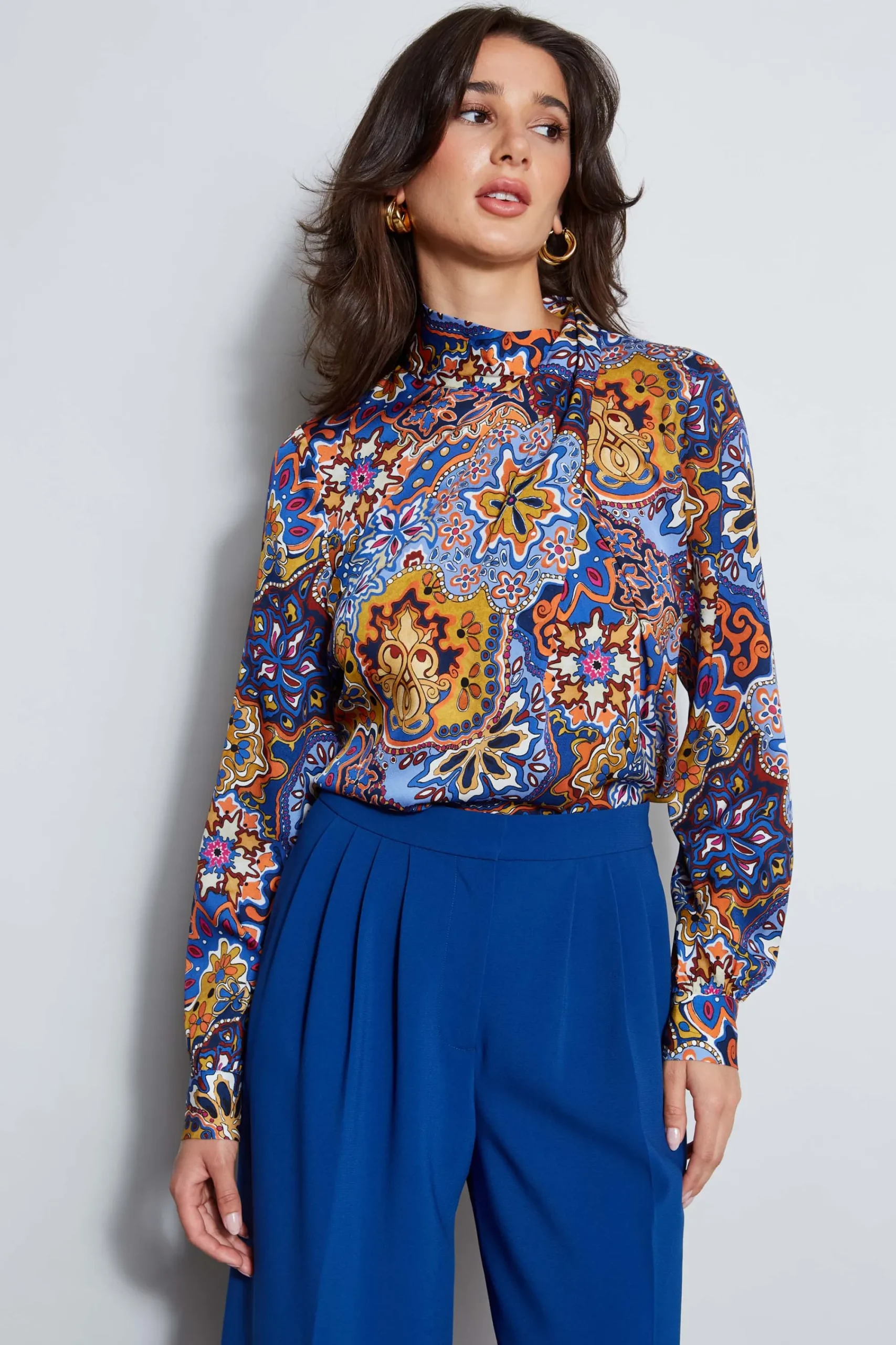 night_garden_silk_draped__0.webp Elie Tahari Tops & Sweaters-Night Garden Silk Draped Shirt