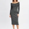 Elie Tahari Dresses & Jumpsuits-Off Shoulder Metallic Sweater Dress