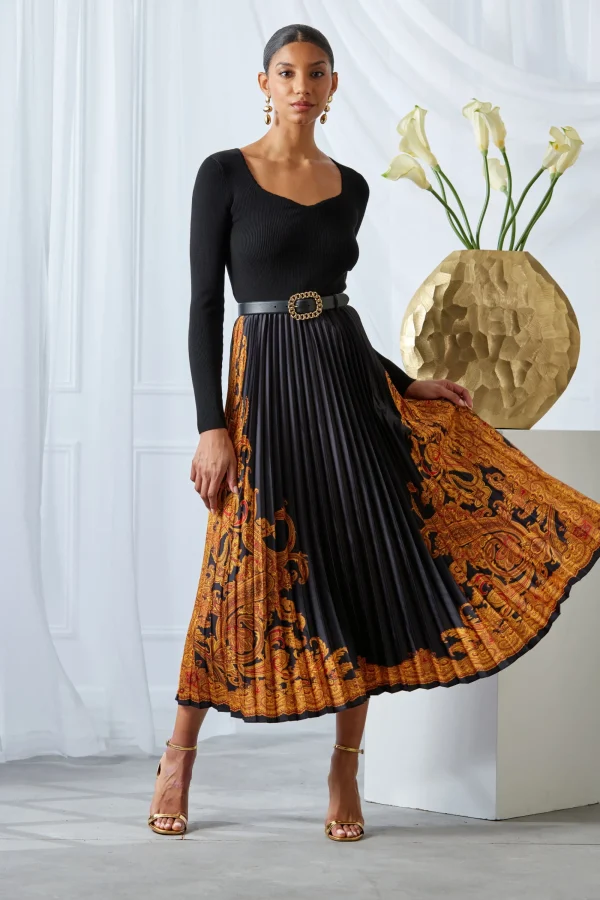 Elie Tahari Dresses & Jumpsuits-Paisley Pleated Midi Dress