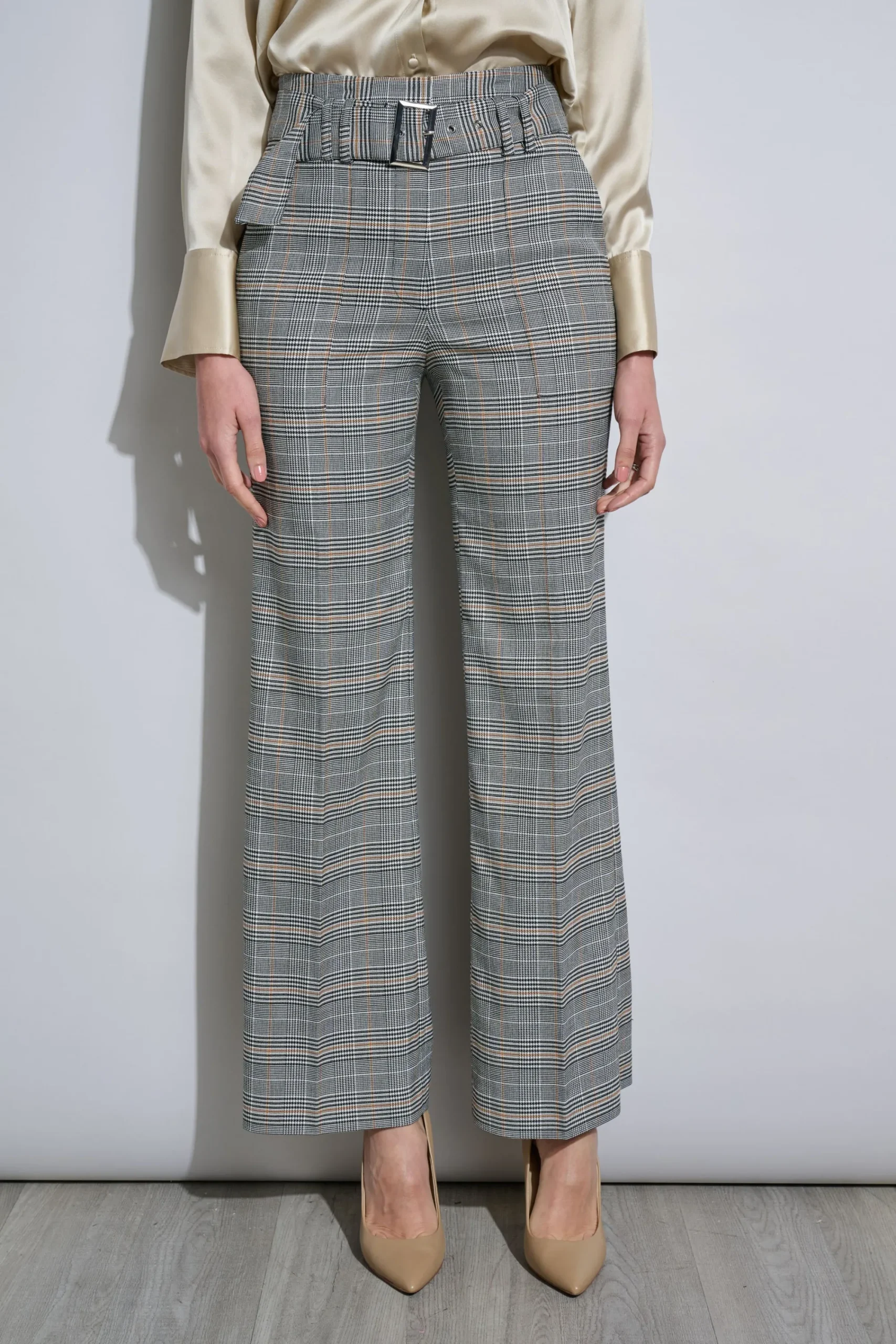 plaid_belted_pant_0.webp Elie Tahari Bottoms-Plaid Belted Pant