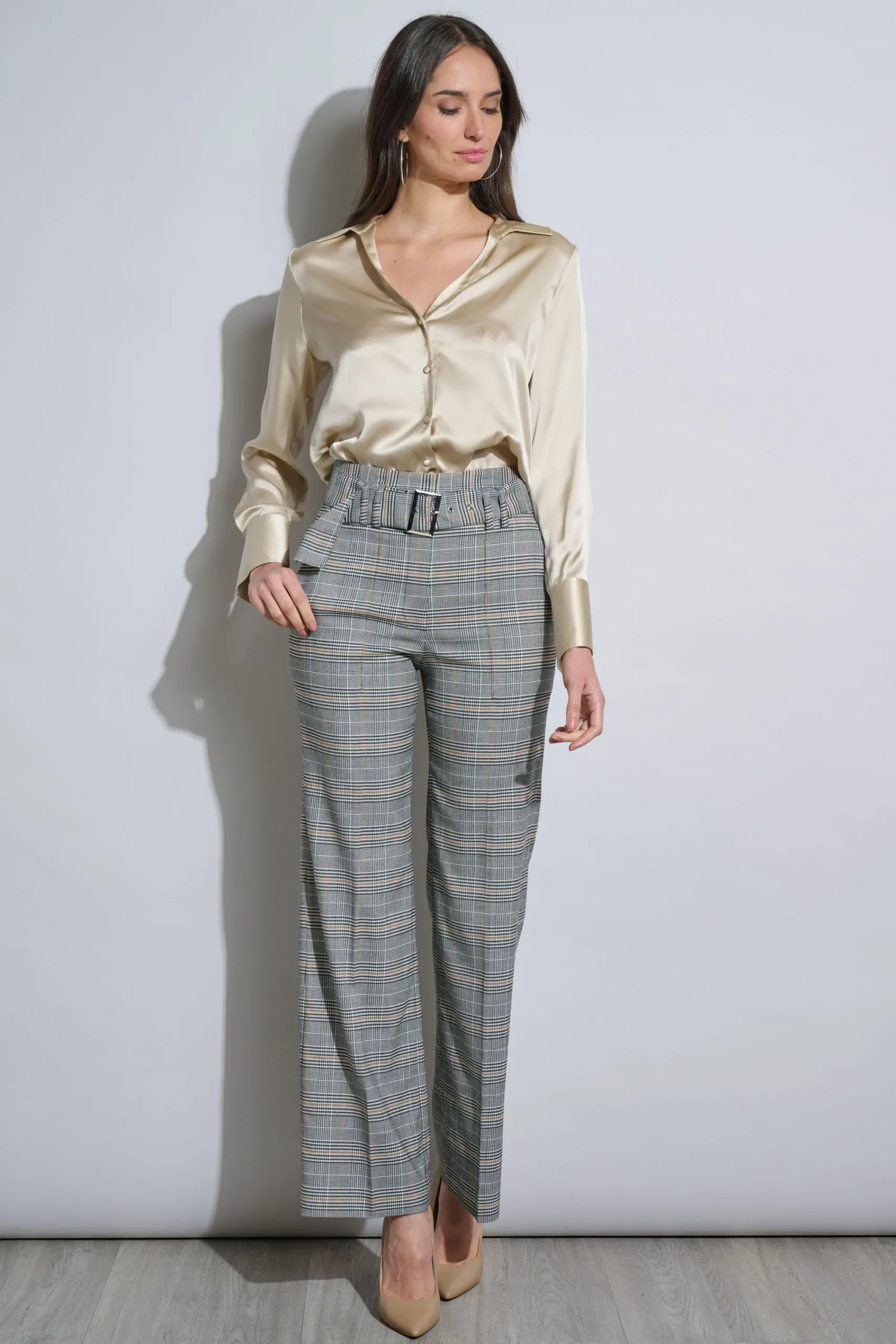 plaid_belted_pant_1.webp Elie Tahari Bottoms-Plaid Belted Pant