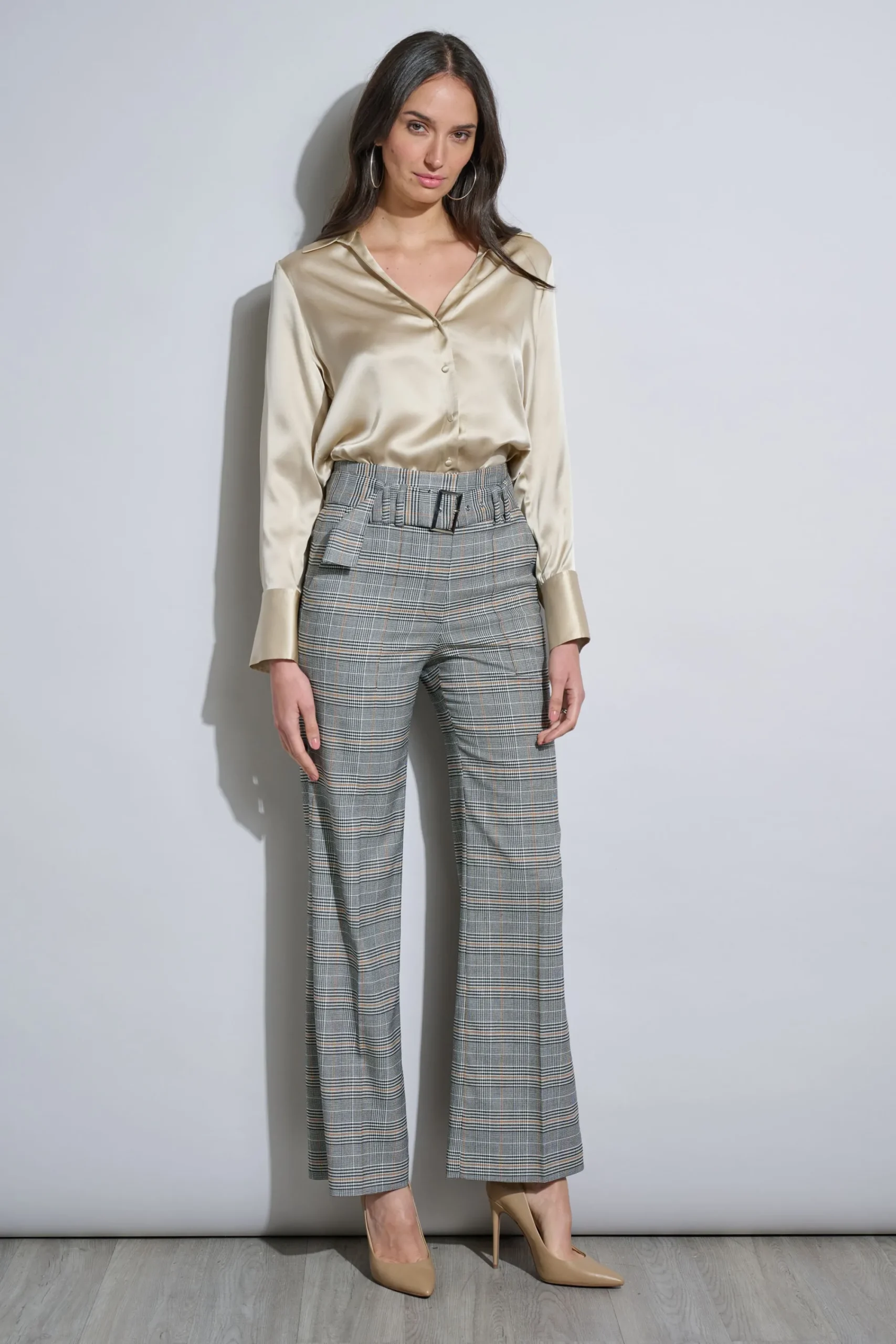 plaid_belted_pant_3.webp Elie Tahari Bottoms-Plaid Belted Pant