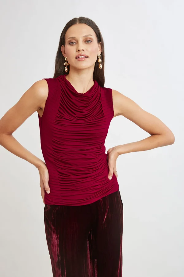Elie Tahari Tops & Sweaters-Pleat Detail Matte Jersey Knit