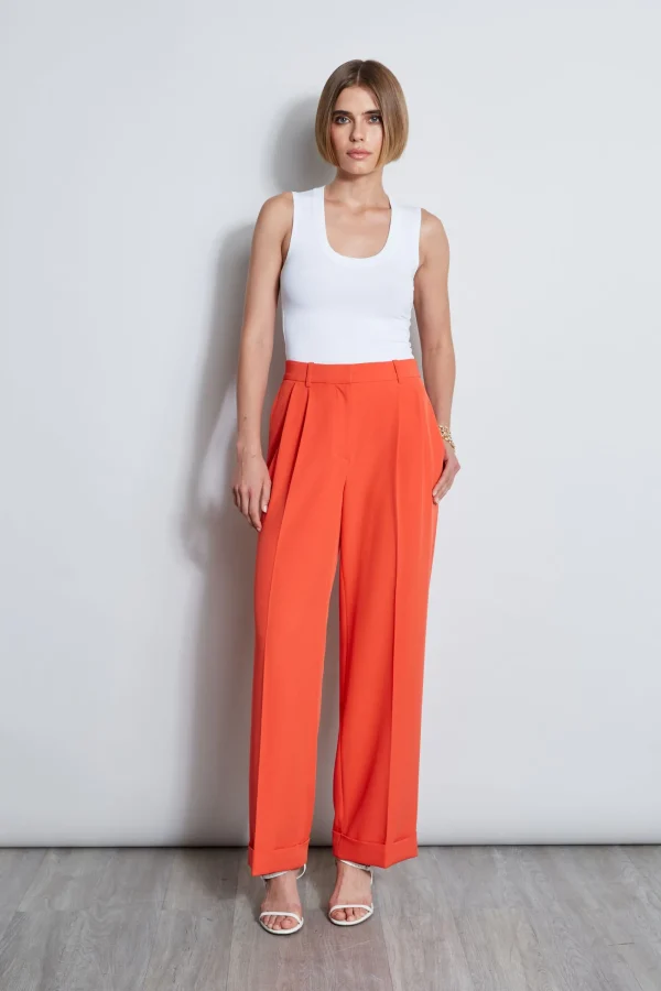 Elie Tahari Bottoms-Pleated Cuffed Pant