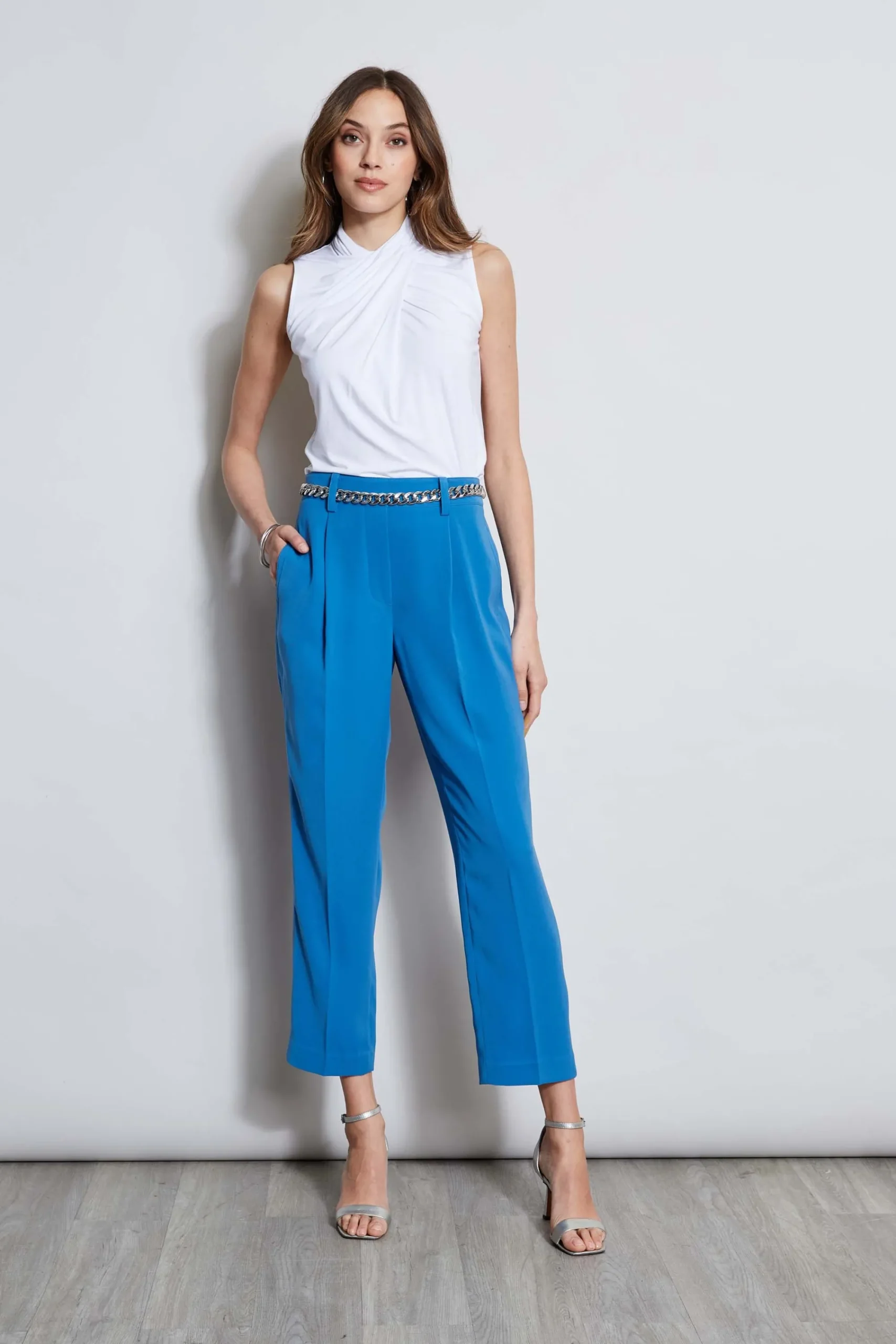 pleated_straight_leg_pull_1.webp Elie Tahari Bottoms-Pleated Straight Leg Pull On Pant