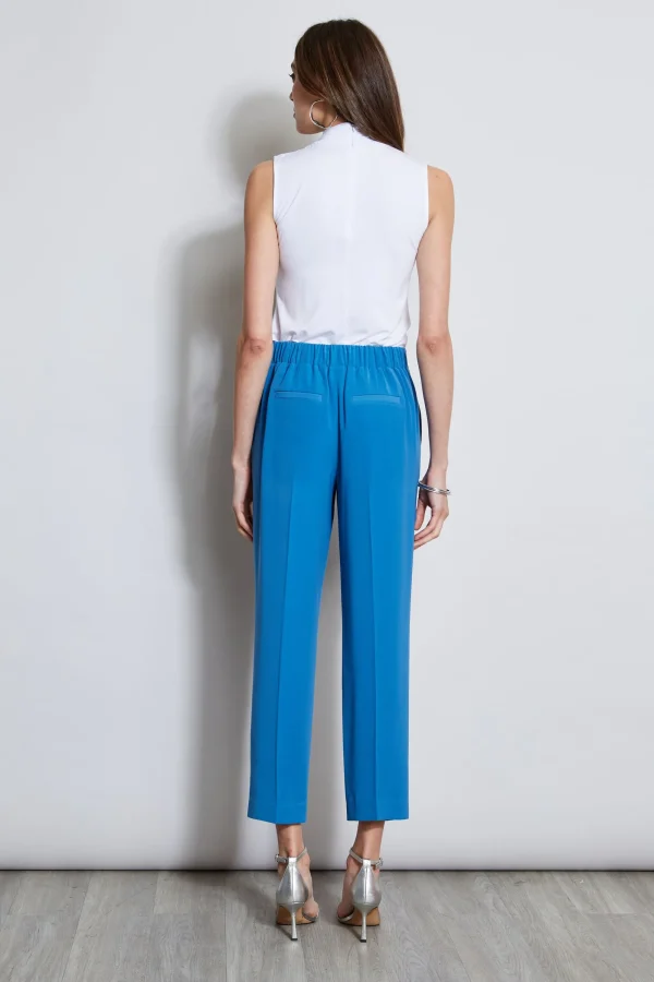 Elie Tahari Bottoms-Pleated Straight Leg Pull On Pant