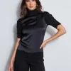 Elie Tahari Tops & Sweaters-Puff Sleeve Satin Front Sweater