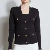 Elie Tahari Tops & Sweaters-Rib Button Sweater