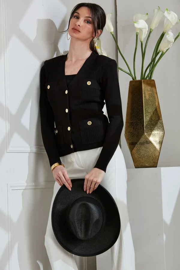 Elie Tahari Tops & Sweaters-Rib Button Sweater