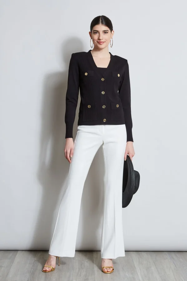 Elie Tahari Tops & Sweaters-Rib Button Sweater