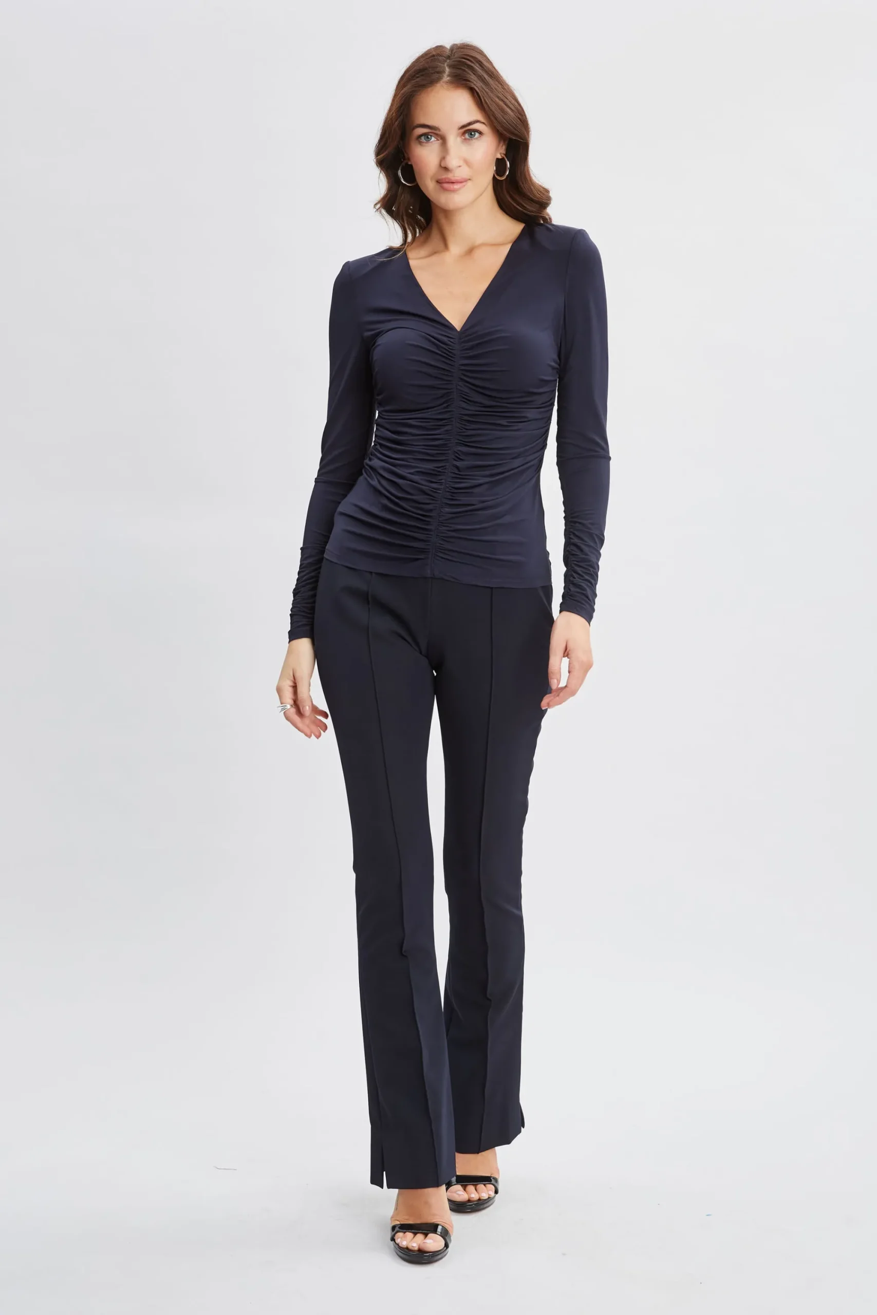 ruched_vneck_knit_3-2.webp Elie Tahari Tops & Sweaters-Ruched V-Neck Knit