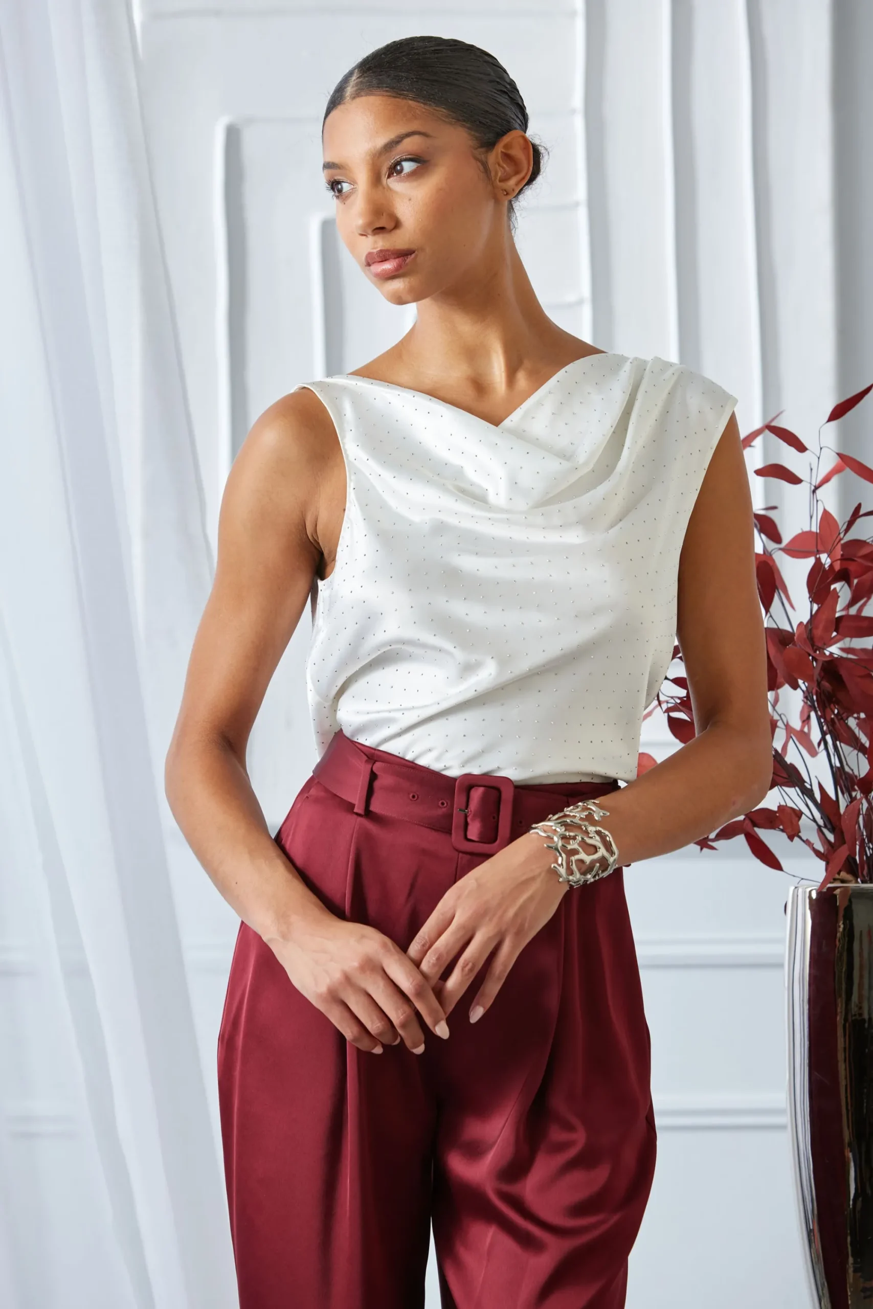 satin_crystal_cowl_top_4.webp Elie Tahari Tops & Sweaters-Satin Crystal Cowl Top