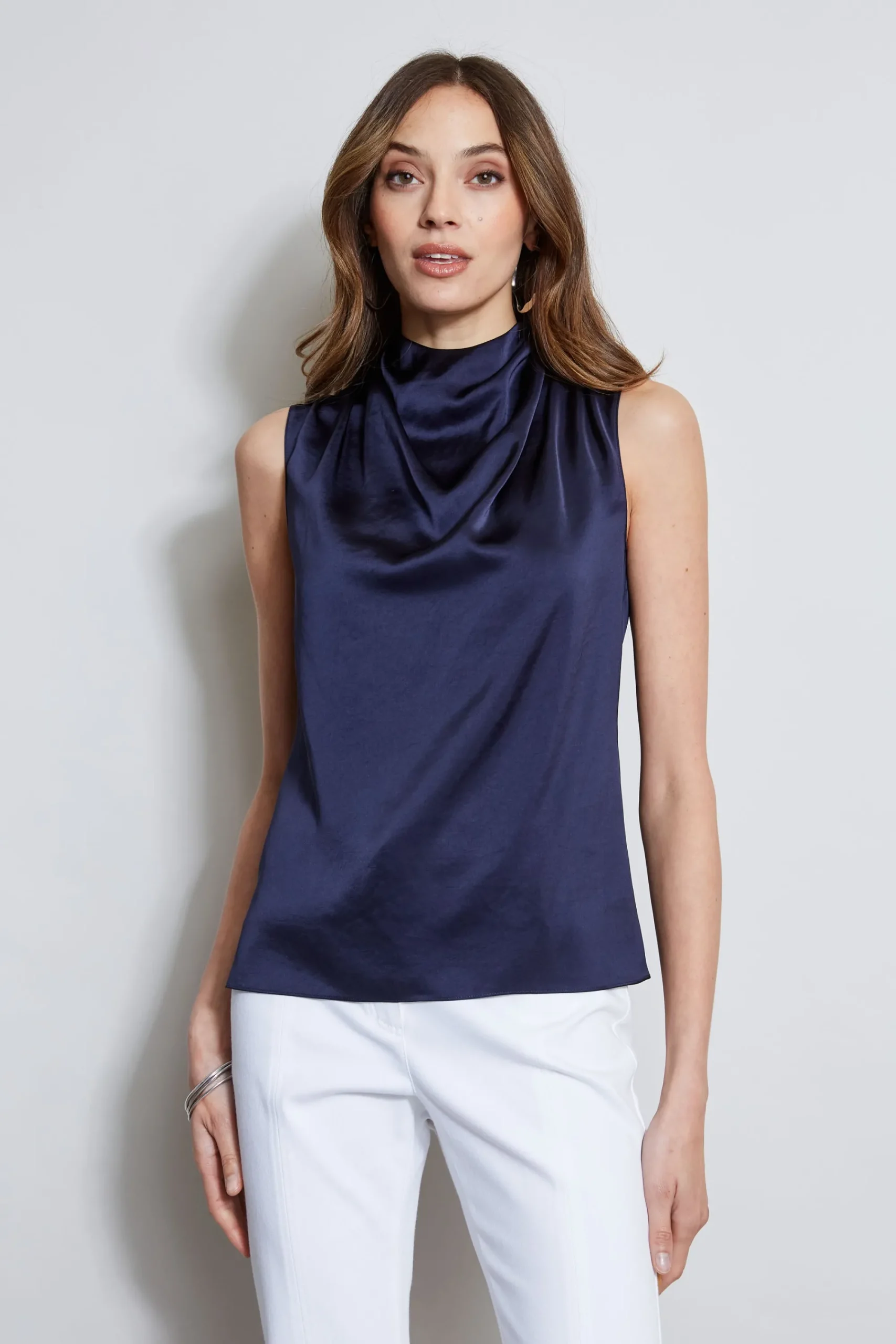 satin_draped_neck_top_0-1.webp Elie Tahari Tops & Sweaters-Satin Draped Neck Top