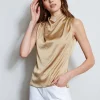 Elie Tahari Tops & Sweaters-Satin Draped Neck Top