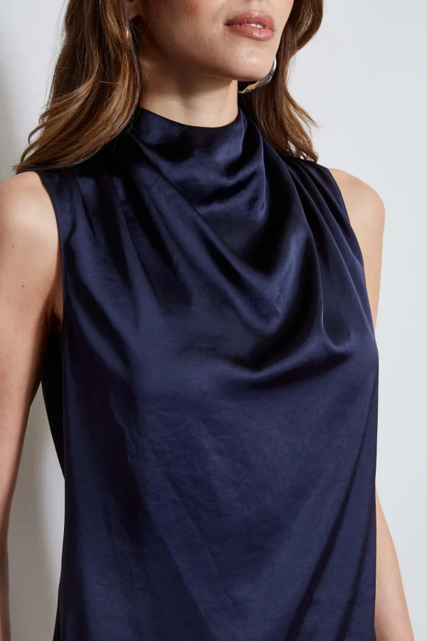 Elie Tahari Tops & Sweaters-Satin Draped Neck Top