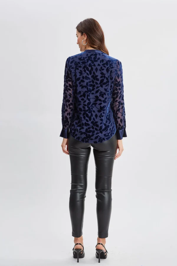 Elie Tahari Tops & Sweaters-Satin Velvet Burnout Shirt