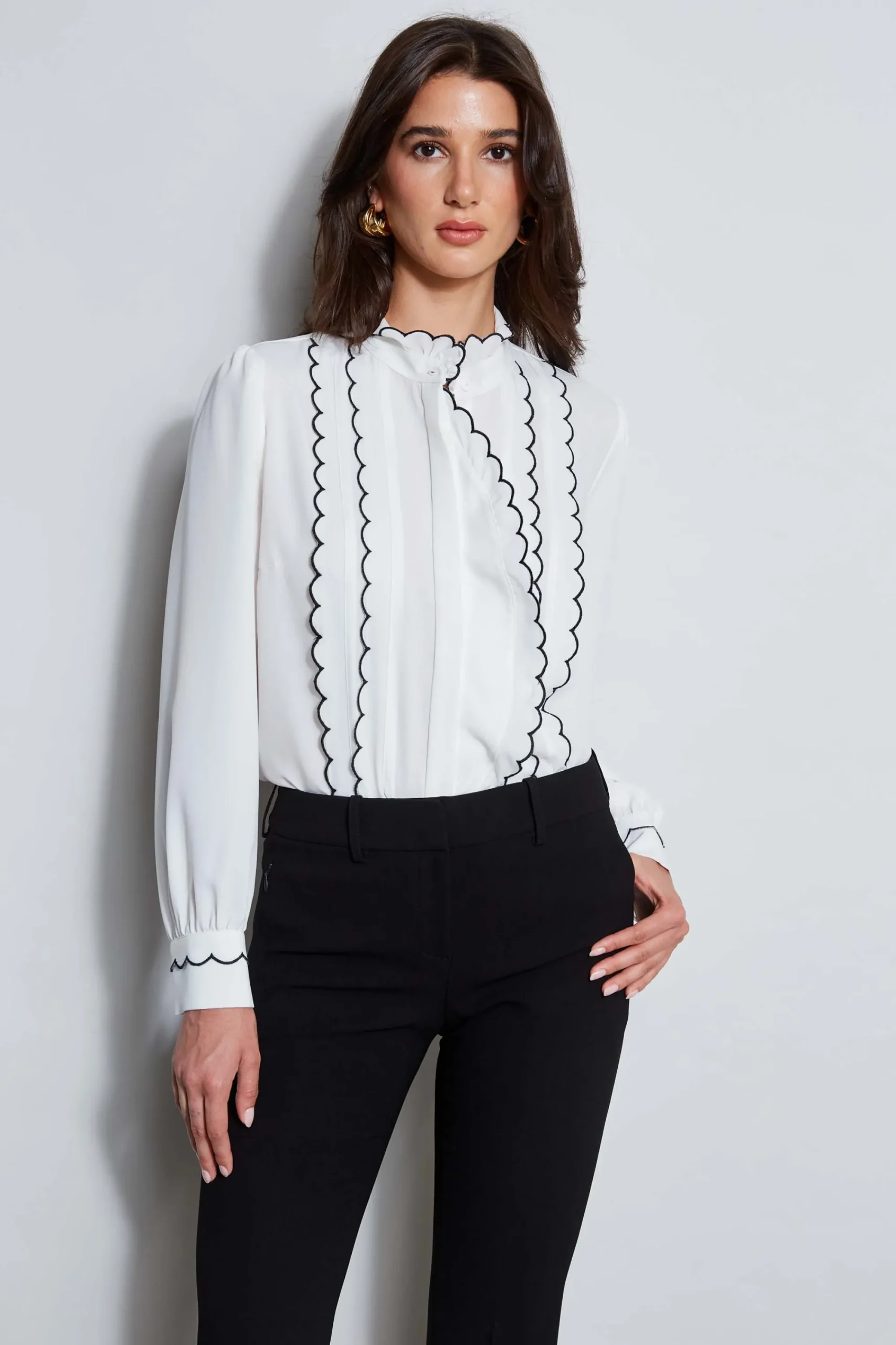 scallop_button_down_shirt_0-1.webp Elie Tahari Tops & Sweaters-Scallop Button Down Shirt