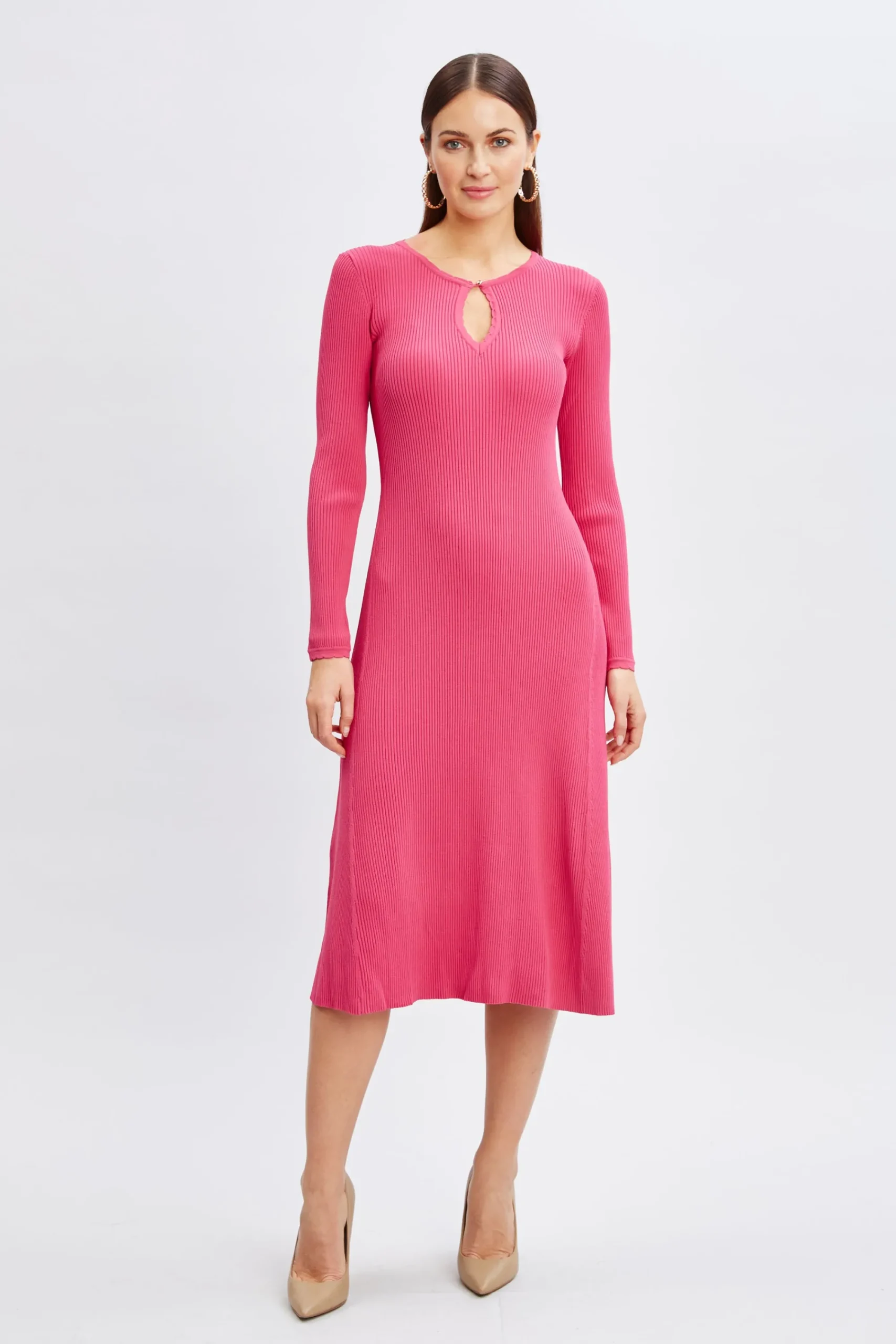 scallop_keyhole_sweater_d_0-1.webp Elie Tahari Dresses & Jumpsuits-Scallop Keyhole Sweater Dress