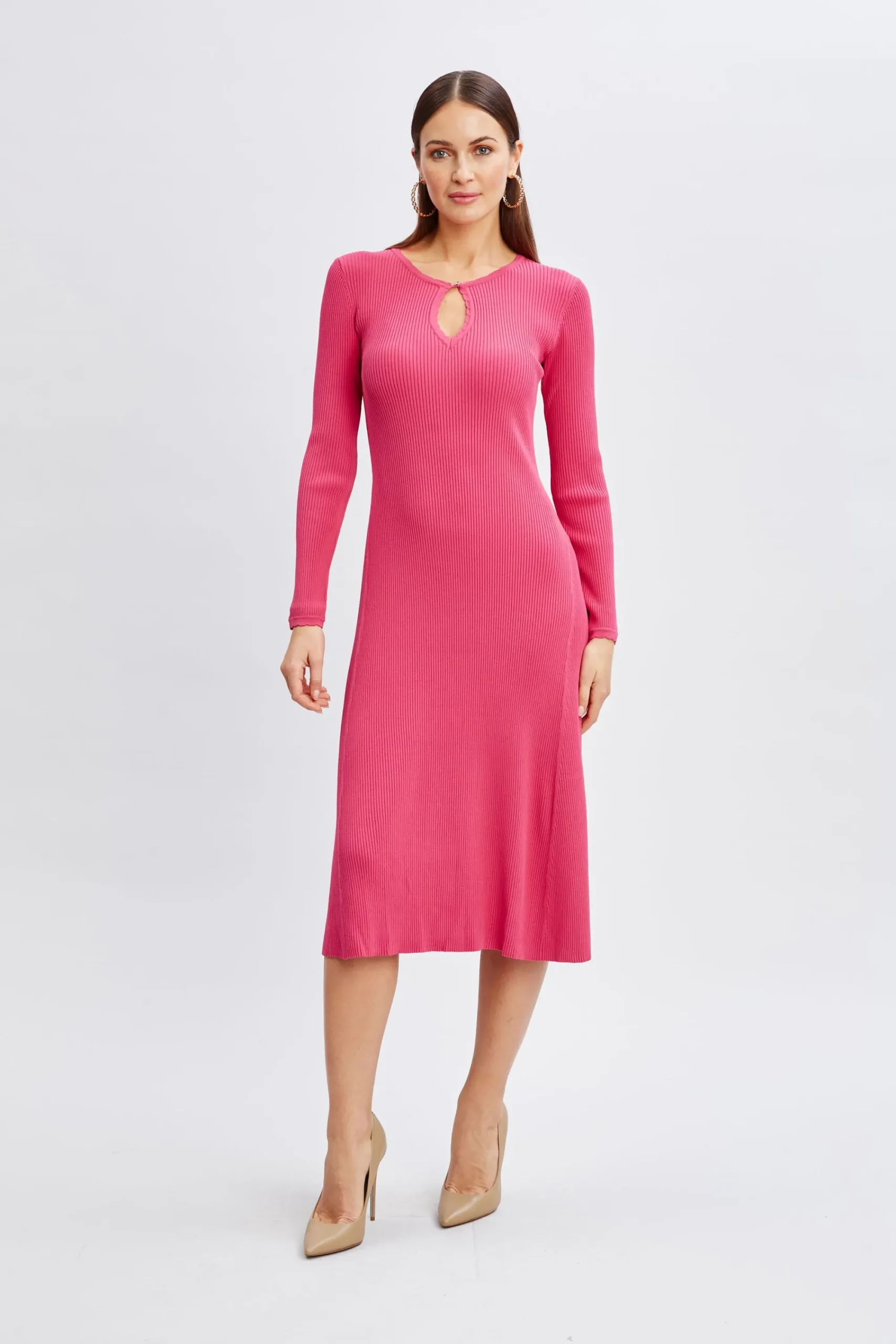 scallop_keyhole_sweater_d_2-1.webp Elie Tahari Dresses & Jumpsuits-Scallop Keyhole Sweater Dress