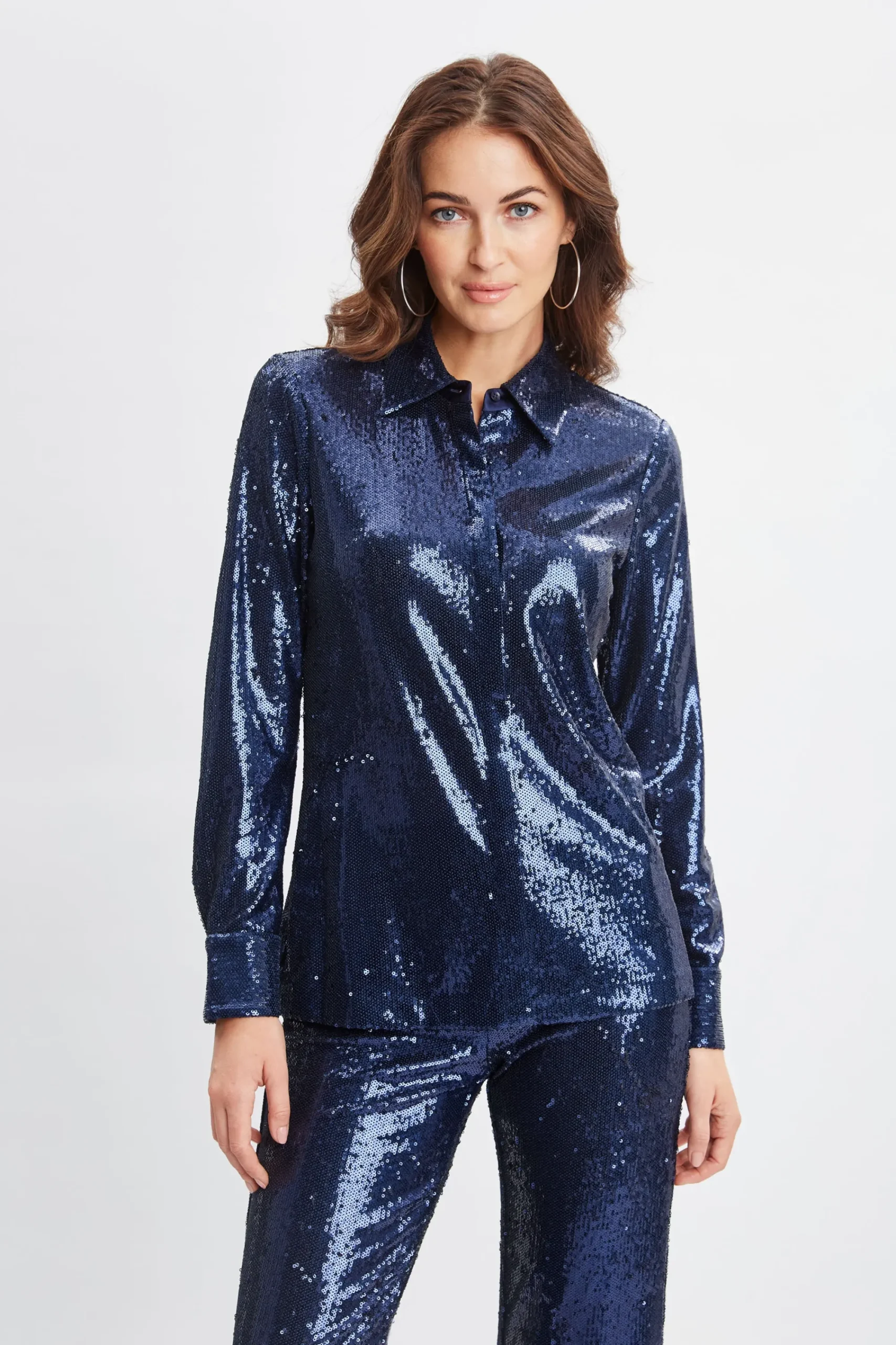 sequin_button_down_shirt_0.webp Elie Tahari Tops & Sweaters-Sequin Button Down Shirt