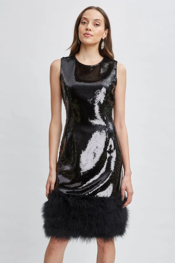 Elie Tahari Dresses & Jumpsuits-Sequin Feather Hem Dress