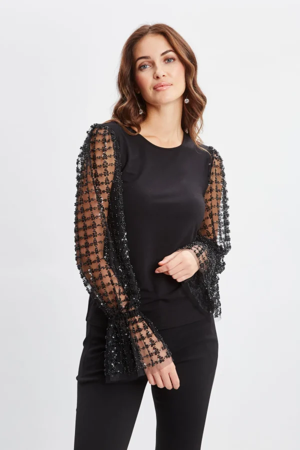 Elie Tahari Tops & Sweaters-Sequin Sleeve Knit