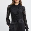 Elie Tahari Tops & Sweaters-Sequin Sleeve Twist Neck Knit