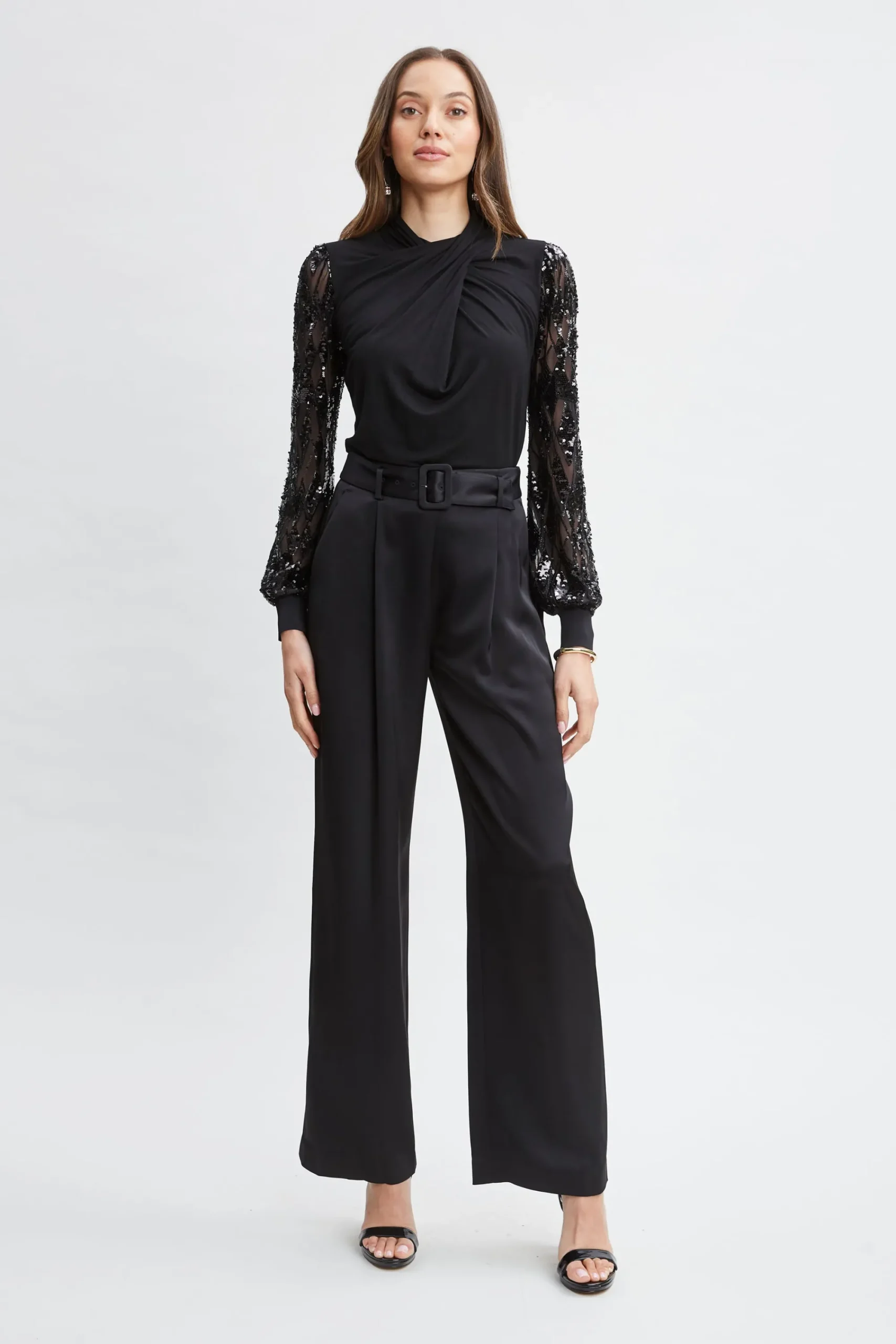 sequin_sleeve_twist_neck__1-1.webp Elie Tahari Tops & Sweaters-Sequin Sleeve Twist Neck Knit