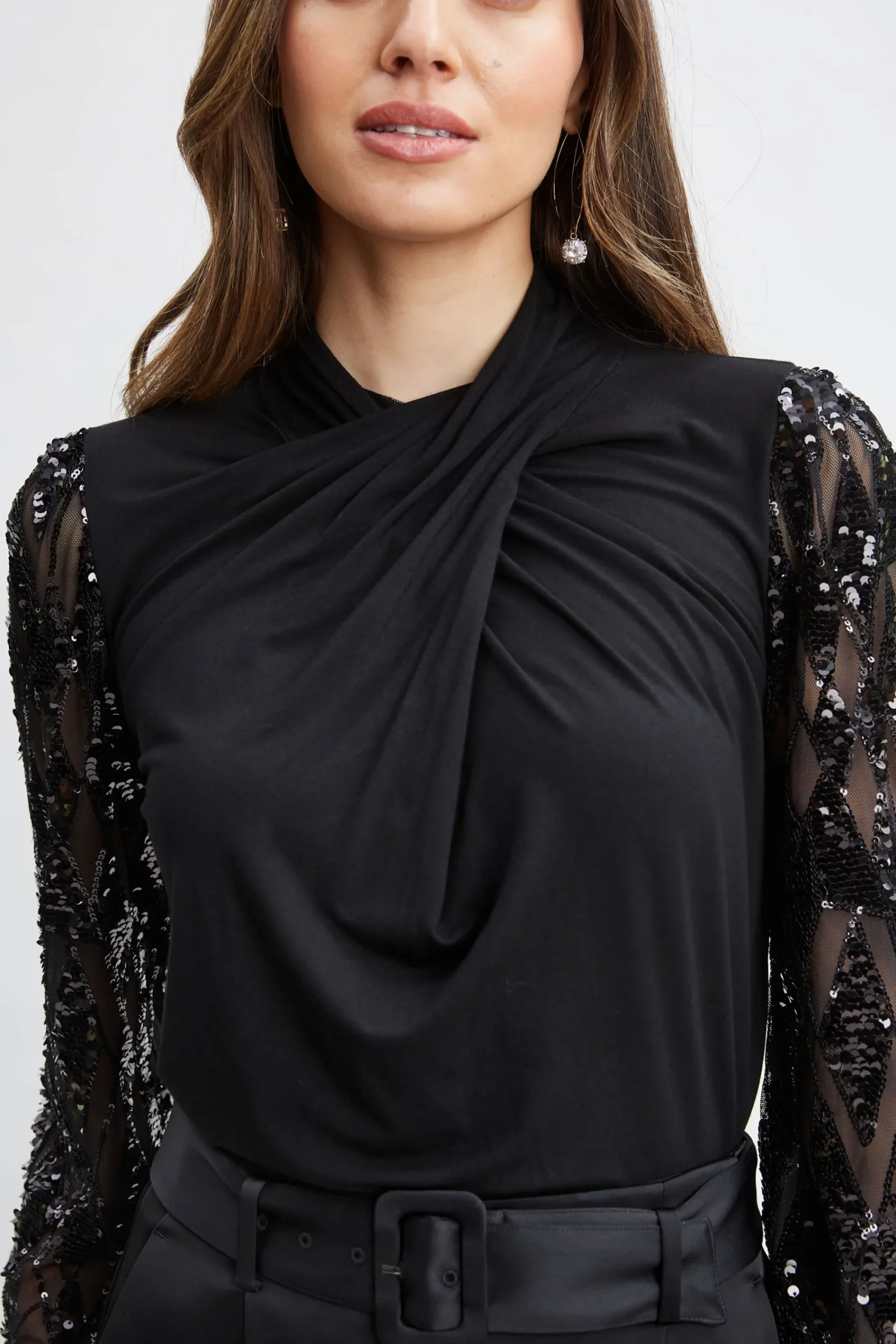 sequin_sleeve_twist_neck__3-1.webp Elie Tahari Tops & Sweaters-Sequin Sleeve Twist Neck Knit