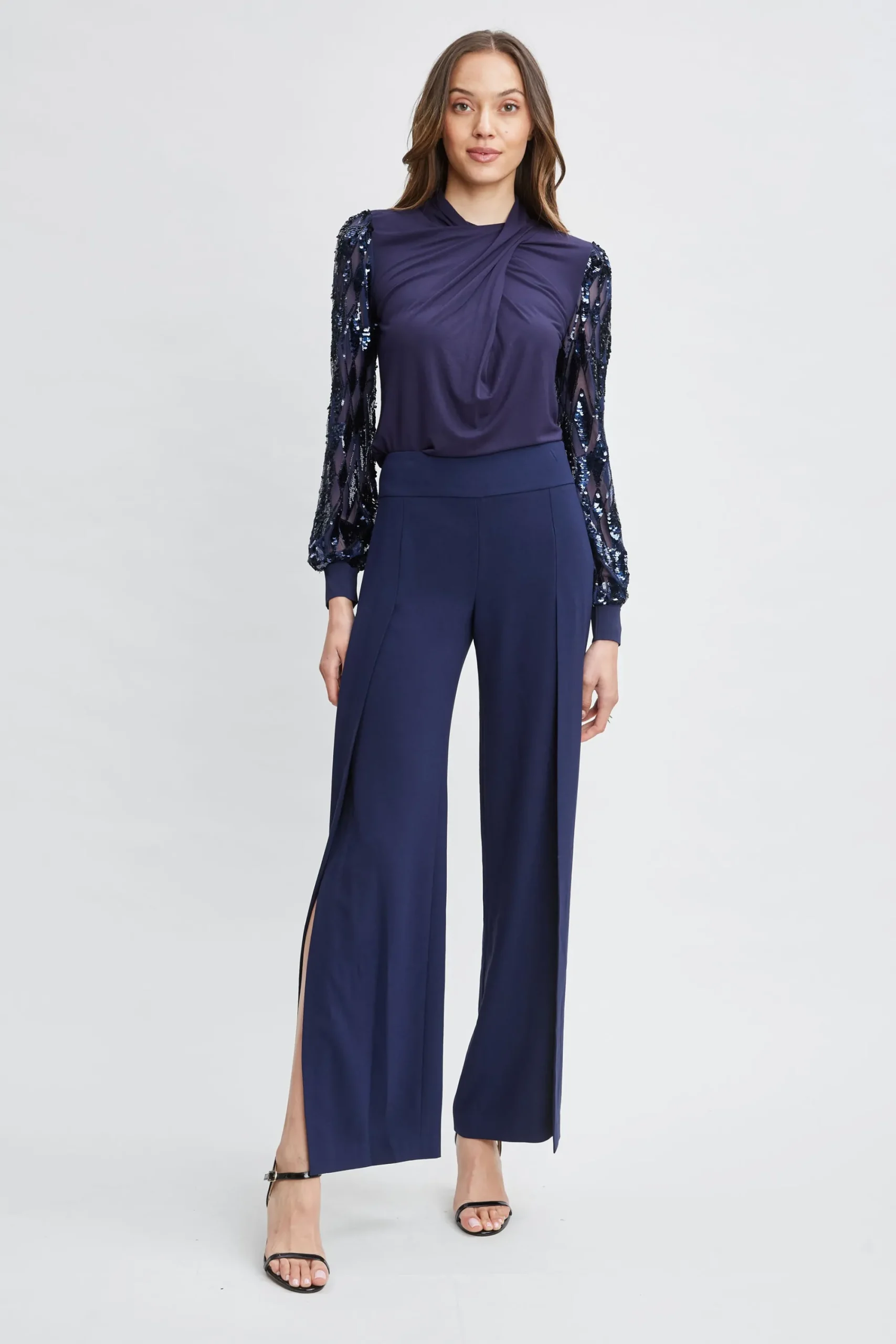 sequin_sleeve_twist_neck__3.webp Elie Tahari Tops & Sweaters-Sequin Sleeve Twist Neck Knit