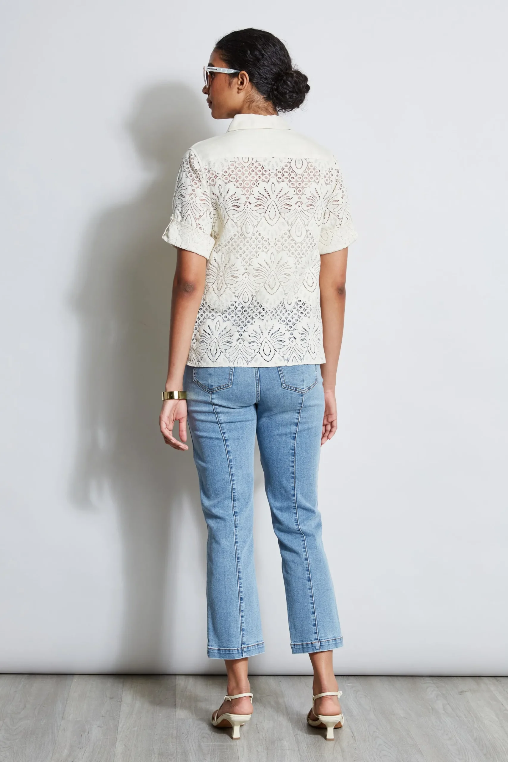 short_sleeve_lace_utility_4.webp Elie Tahari Tops & Sweaters-Short Sleeve Lace Utility Shirt