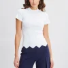 Elie Tahari Tops & Sweaters-Short Sleeve Scallop Sweater