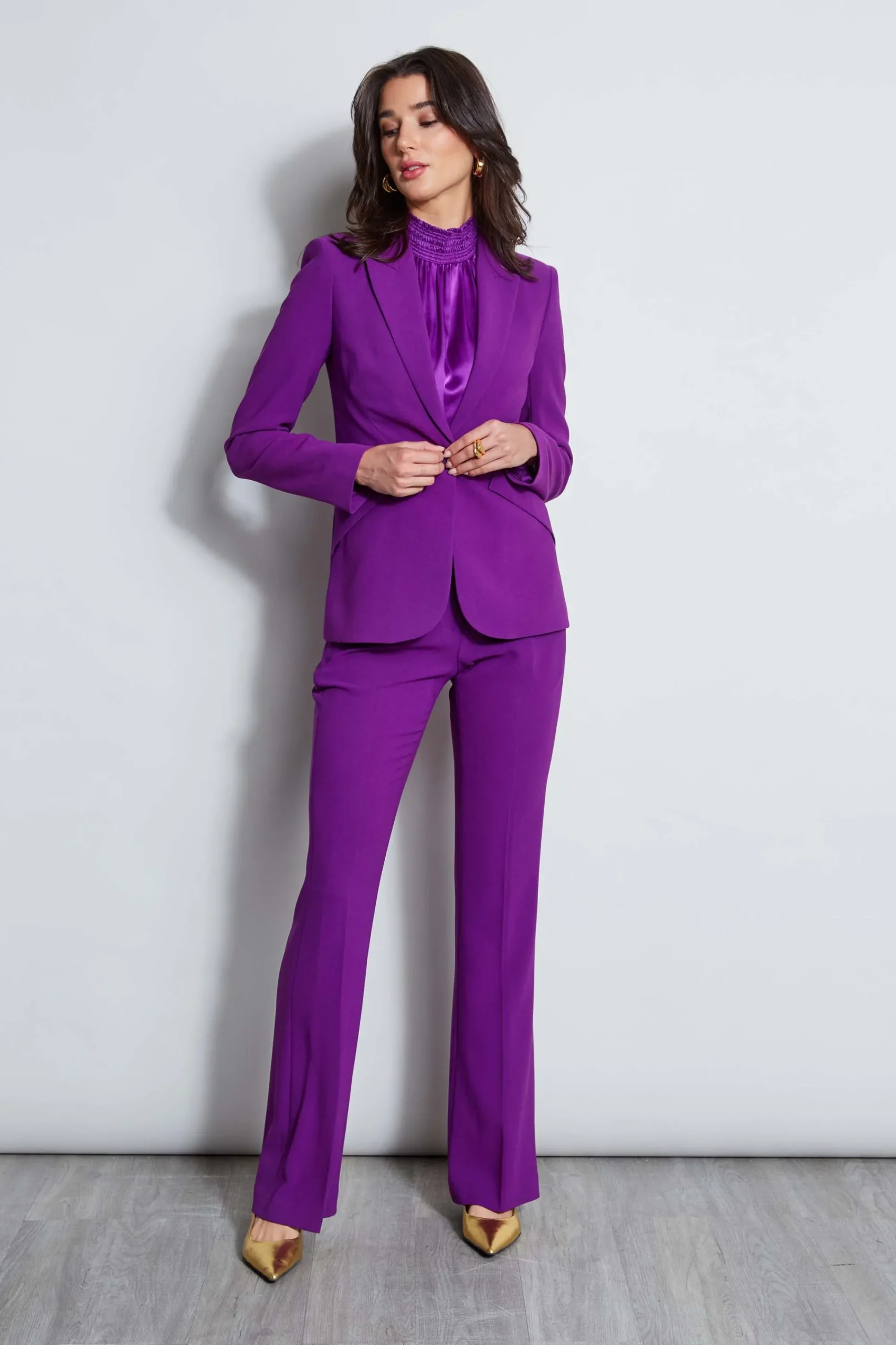 short_sleeve_silk_satin_s_4.webp Elie Tahari Tops & Sweaters | Suiting-Short Sleeve Silk Satin Smocked Shirt
